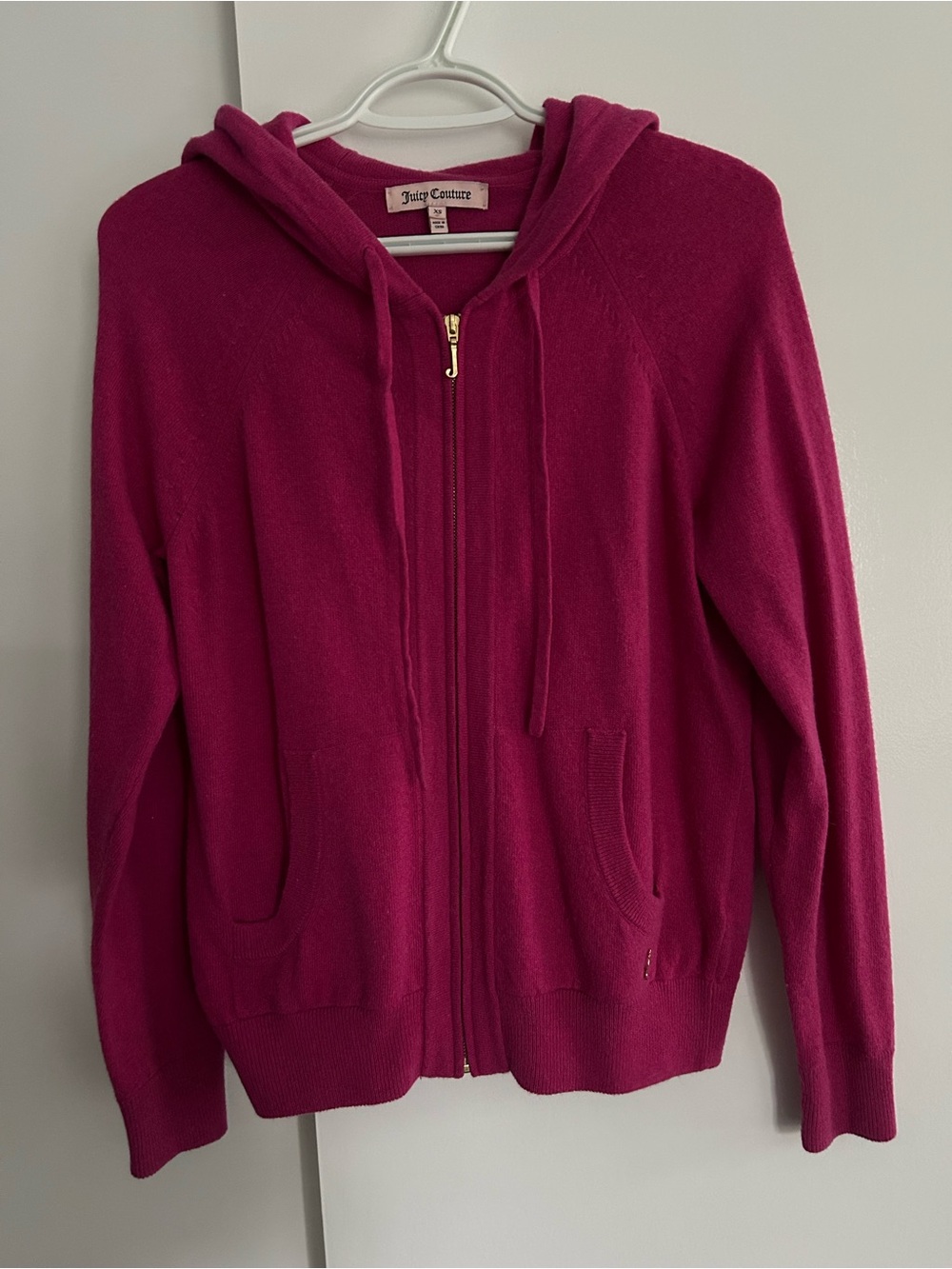 Juicy Couture cashmere wool sweater zip jacket - fuchsia pink size XS